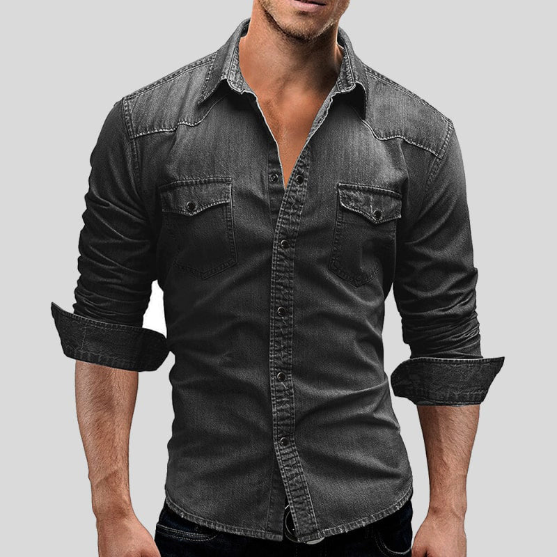 Hemd Herren | Denimhemd mit Brusttaschen und Knopfleiste