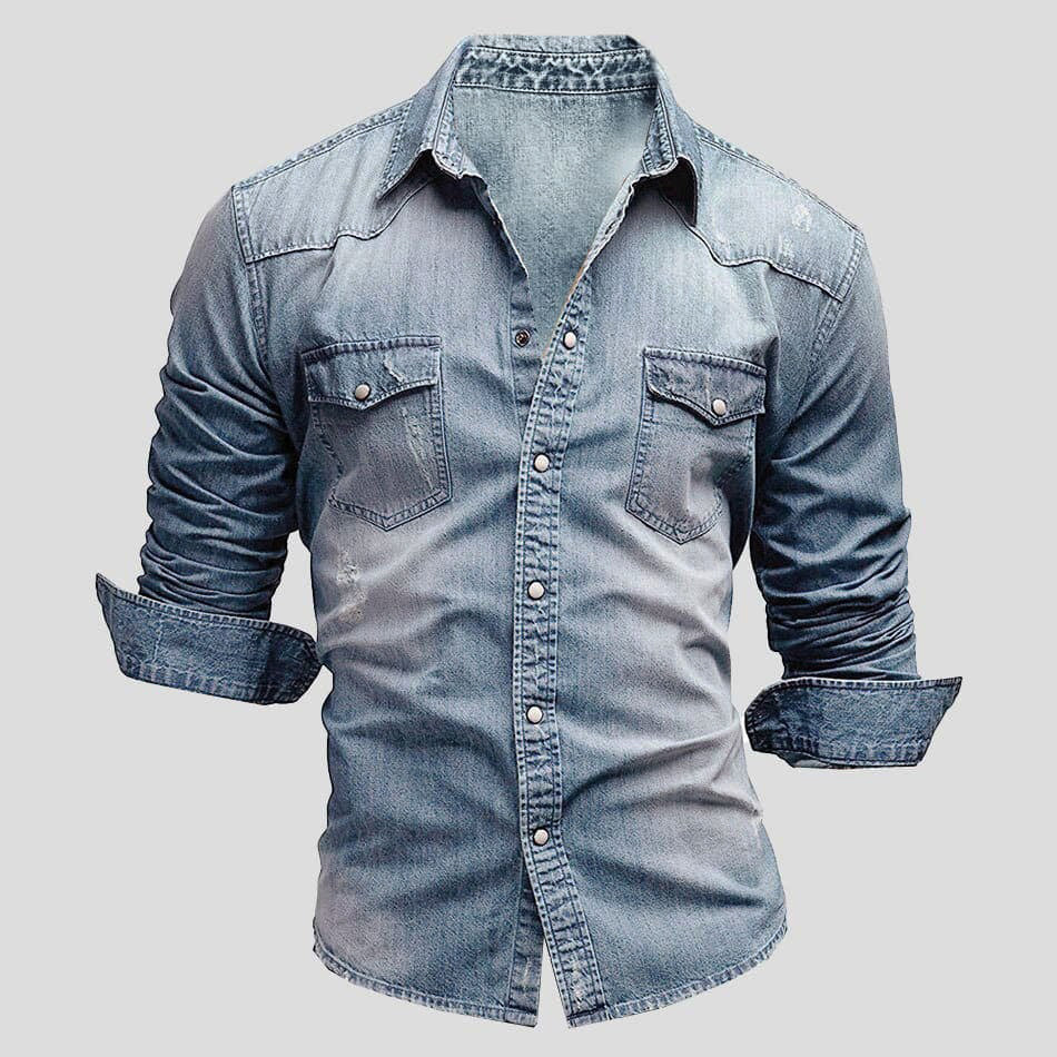 Hemd Herren | Denimhemd mit Brusttaschen und Knopfleiste