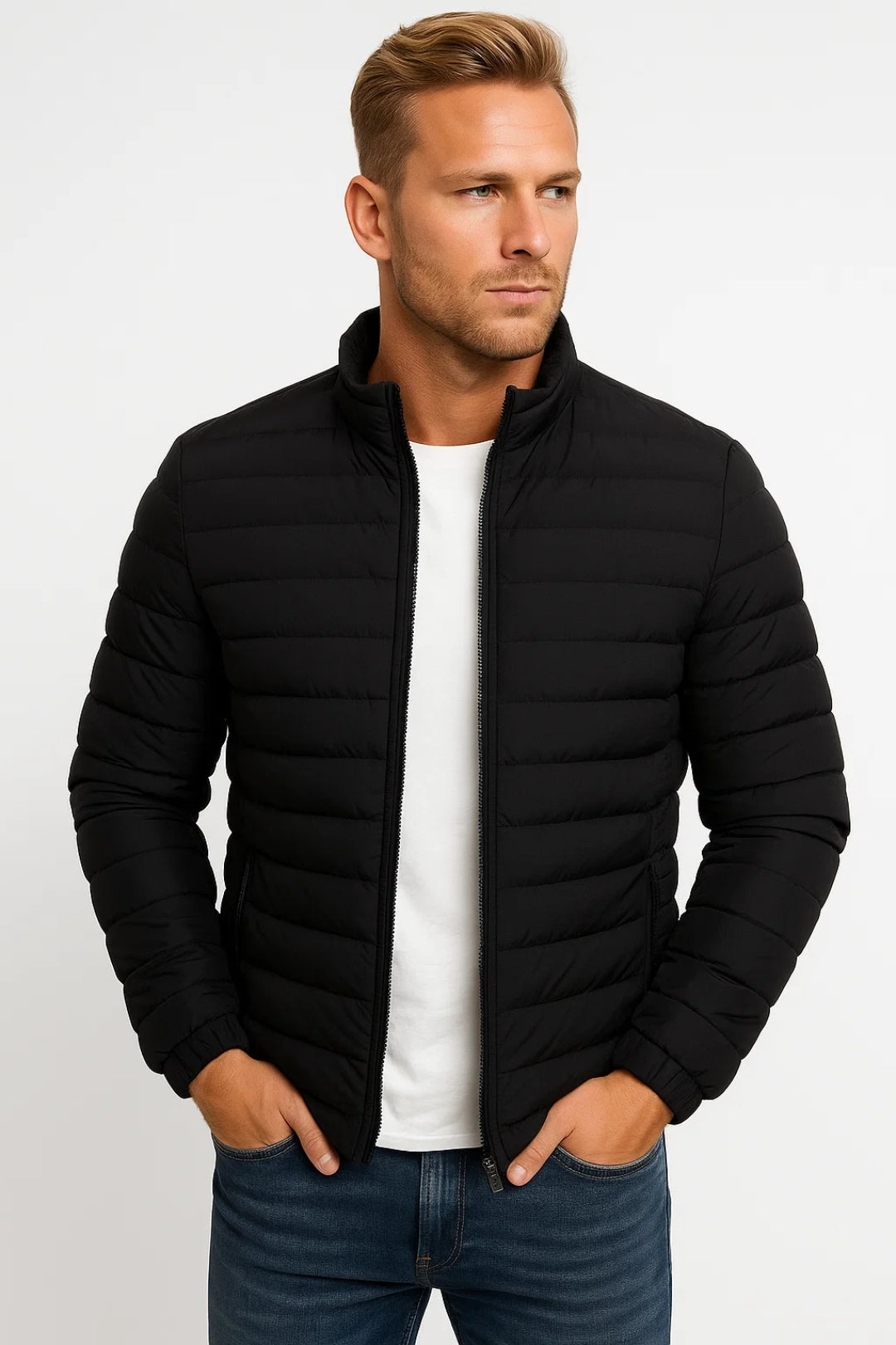 Herren Jacke | gesteppte leichte Form mit durchgehendem Verschluss