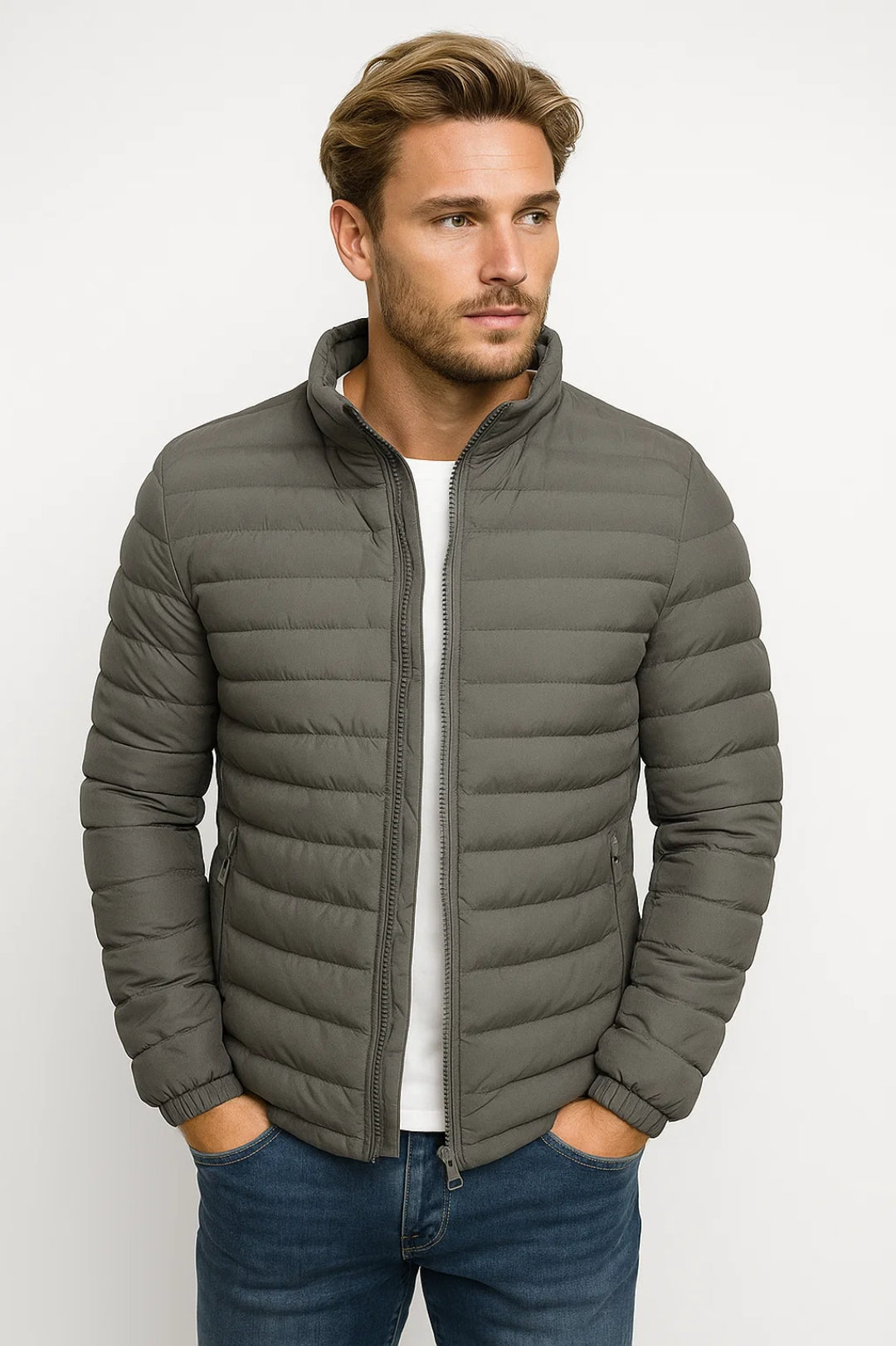 Herren Jacke | gesteppte leichte Form mit durchgehendem Verschluss