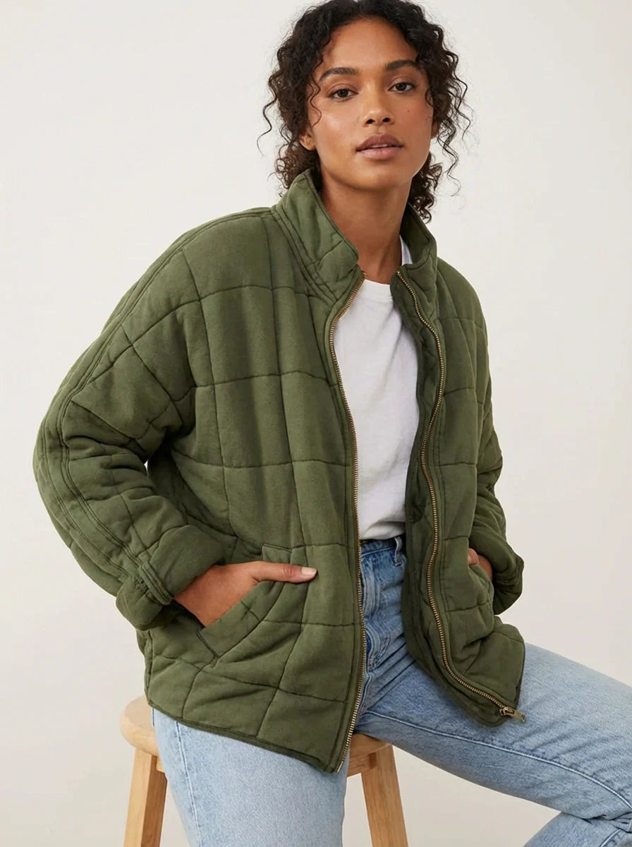 Damen Jacke | Steppnähte mit Frontreißverschluss