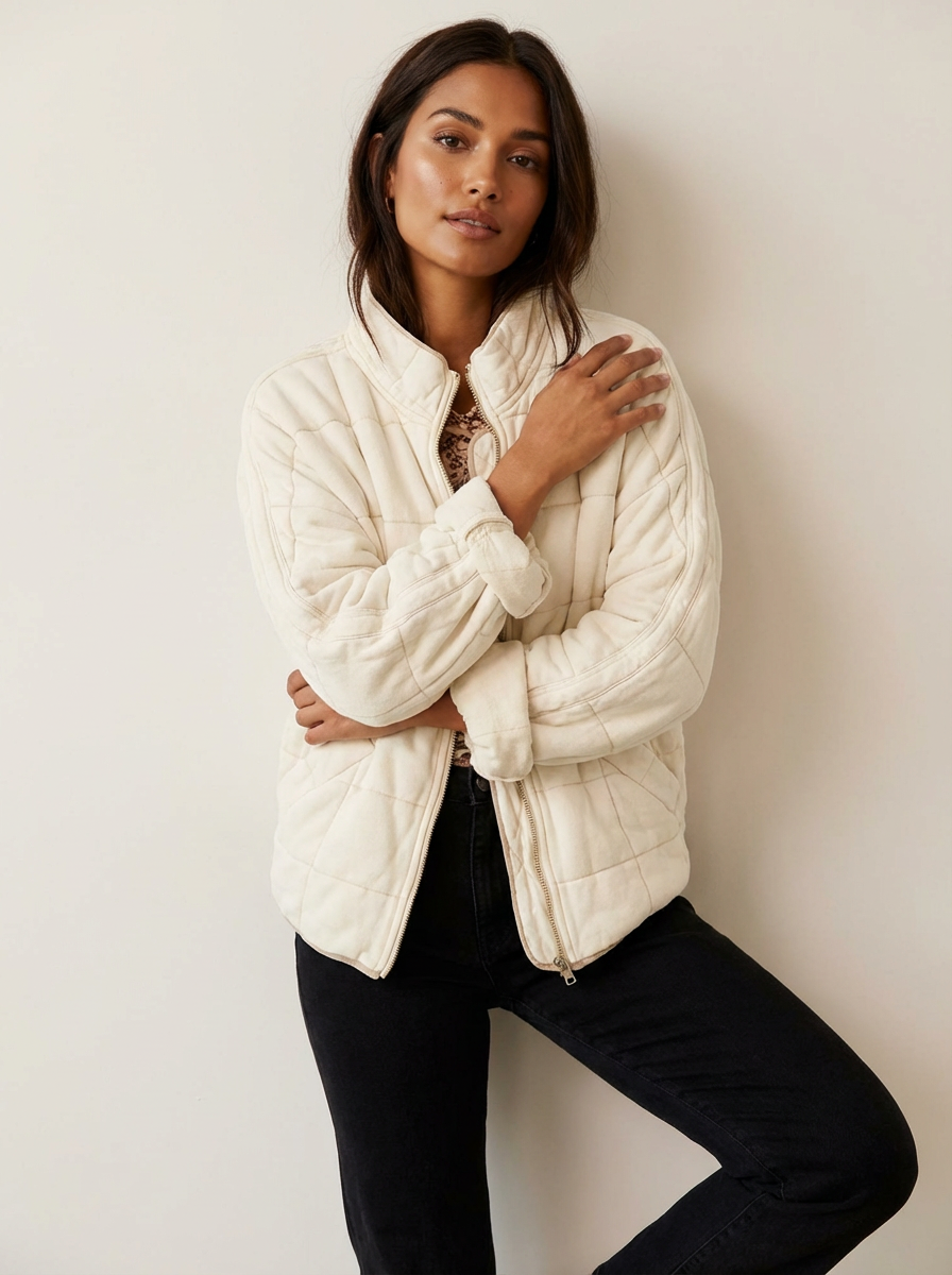 Damen Jacke | Steppnähte mit Frontreißverschluss