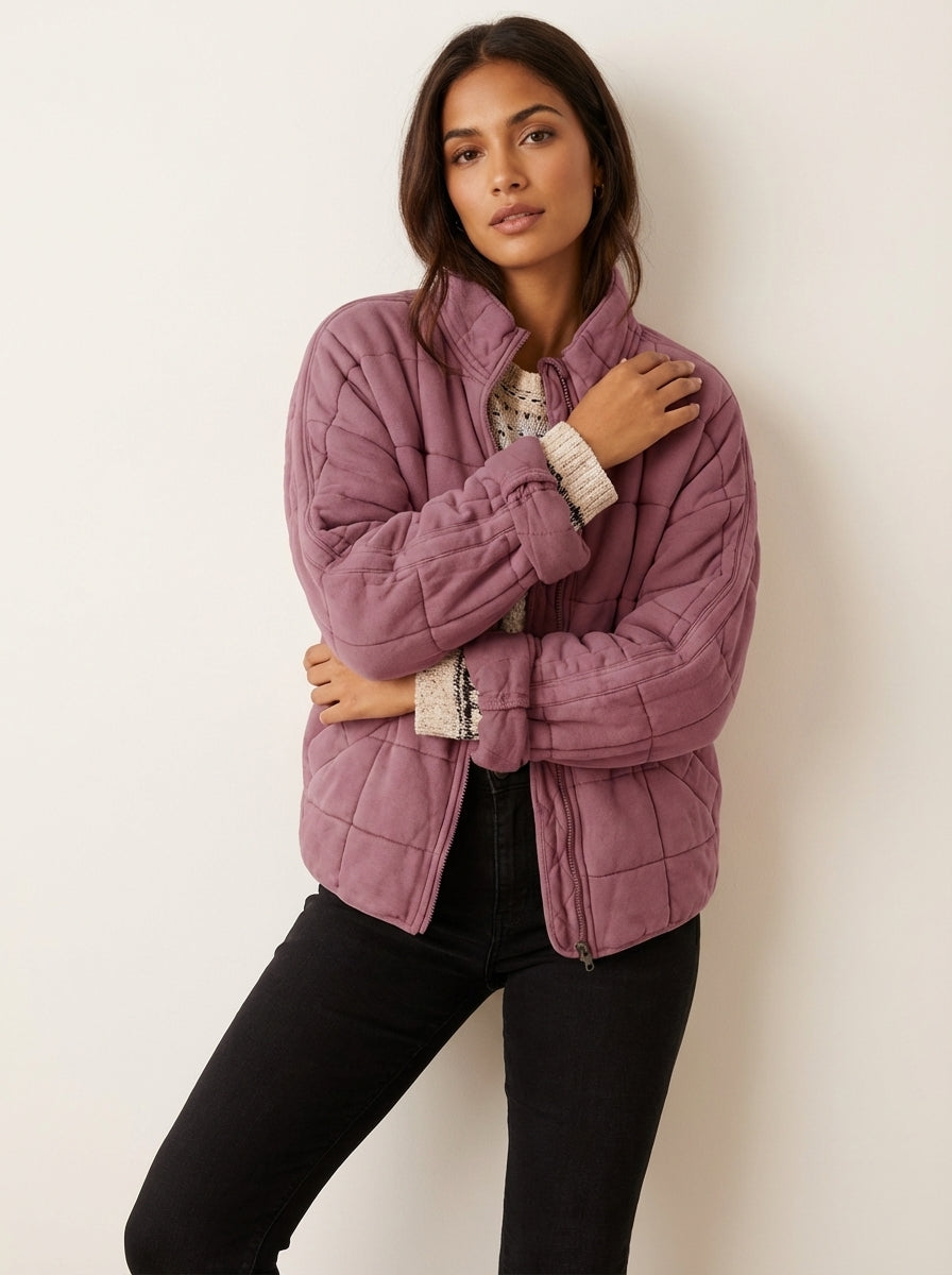 Damen Jacke | Steppnähte mit Frontreißverschluss