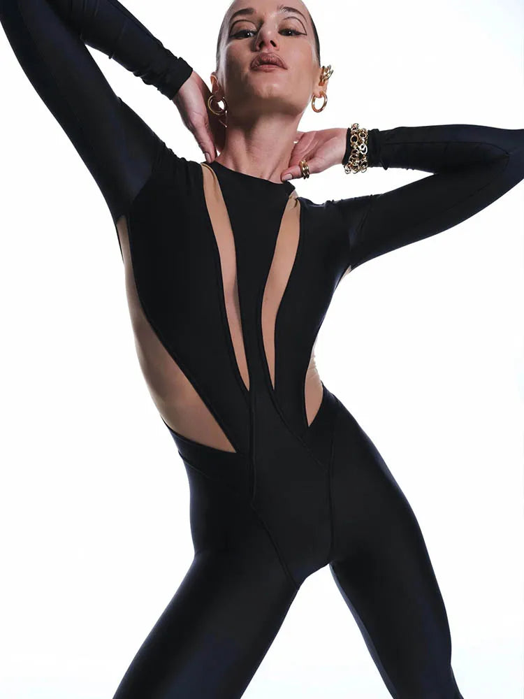 Jumpsuit Damen | Rundhalsausschnitt mit Seitenausschnitten