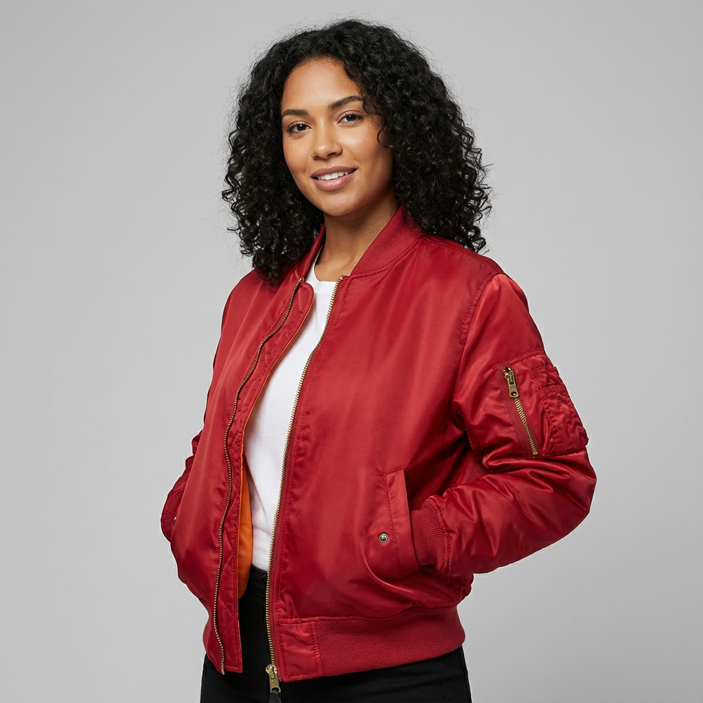 Damen Bomberjacke | Frontreißverschluss mit Ärmeltasche
