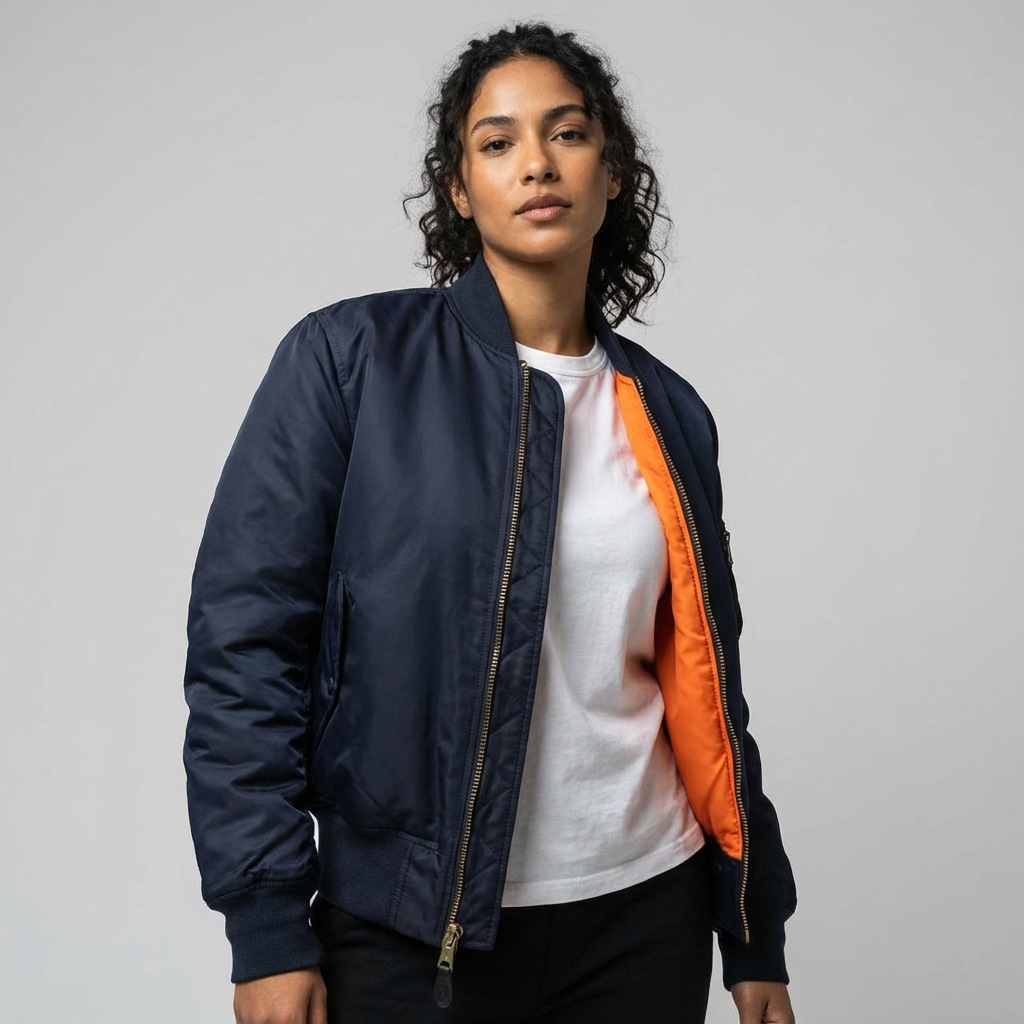 Damen Bomberjacke | Frontreißverschluss mit Ärmeltasche