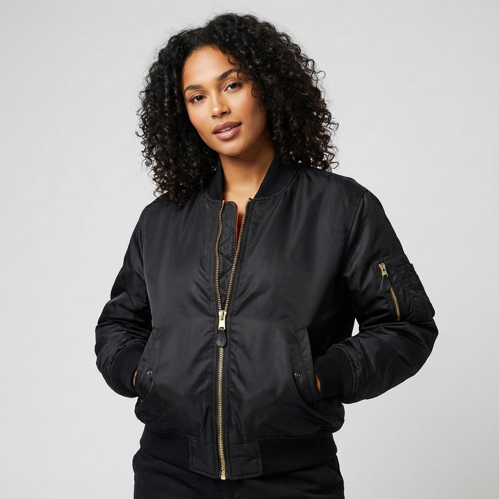 Damen Bomberjacke | Frontreißverschluss mit Ärmeltasche