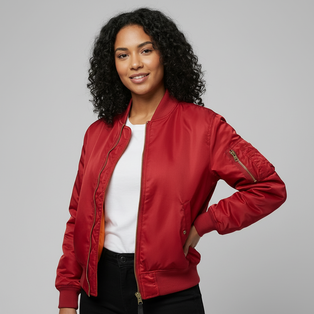 Damen Bomberjacke | Frontreißverschluss mit Ärmeltasche