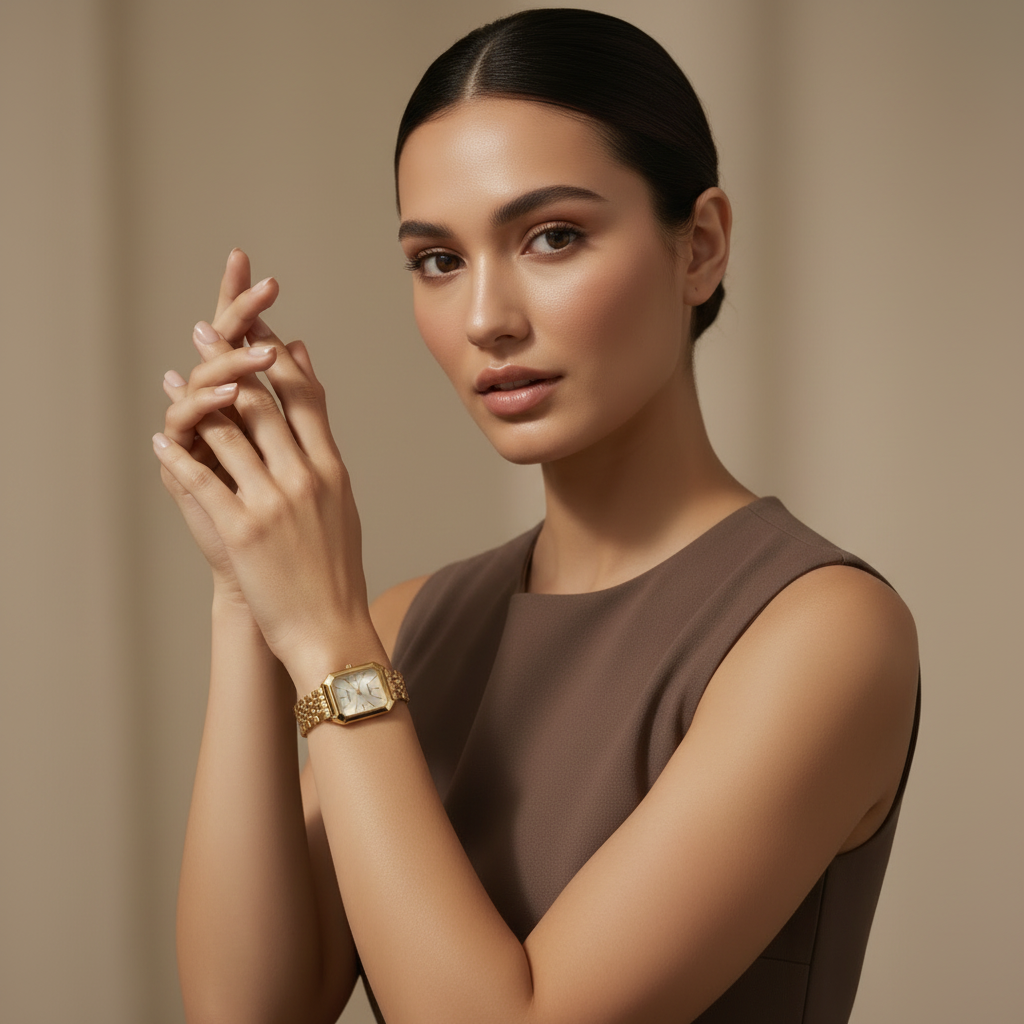 Damen Uhr | eckiges Gehäuse mit Gliederarmband