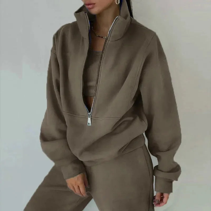 Damen Zweiteiler | Oberteil mit Halbreißverschluss