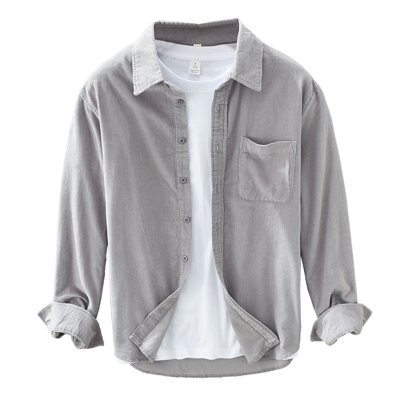 Hemd Herren | Retro Cord Struktur mit Knopfleiste