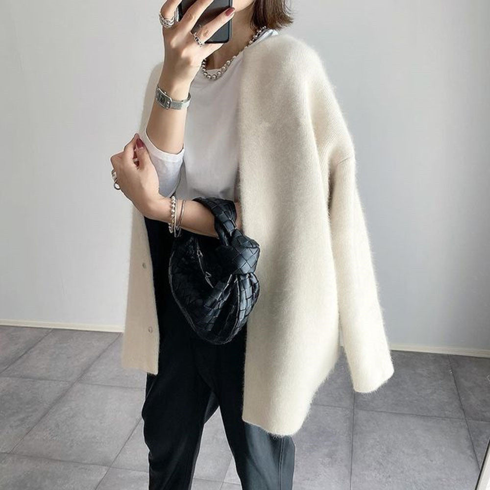 Damen Strickjacke | offen mit definierten Schultern
