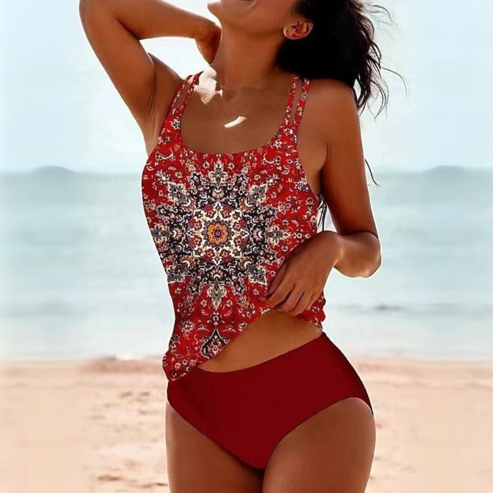 Damen Tankini-Set | Trägertop mit Ornamentdruck