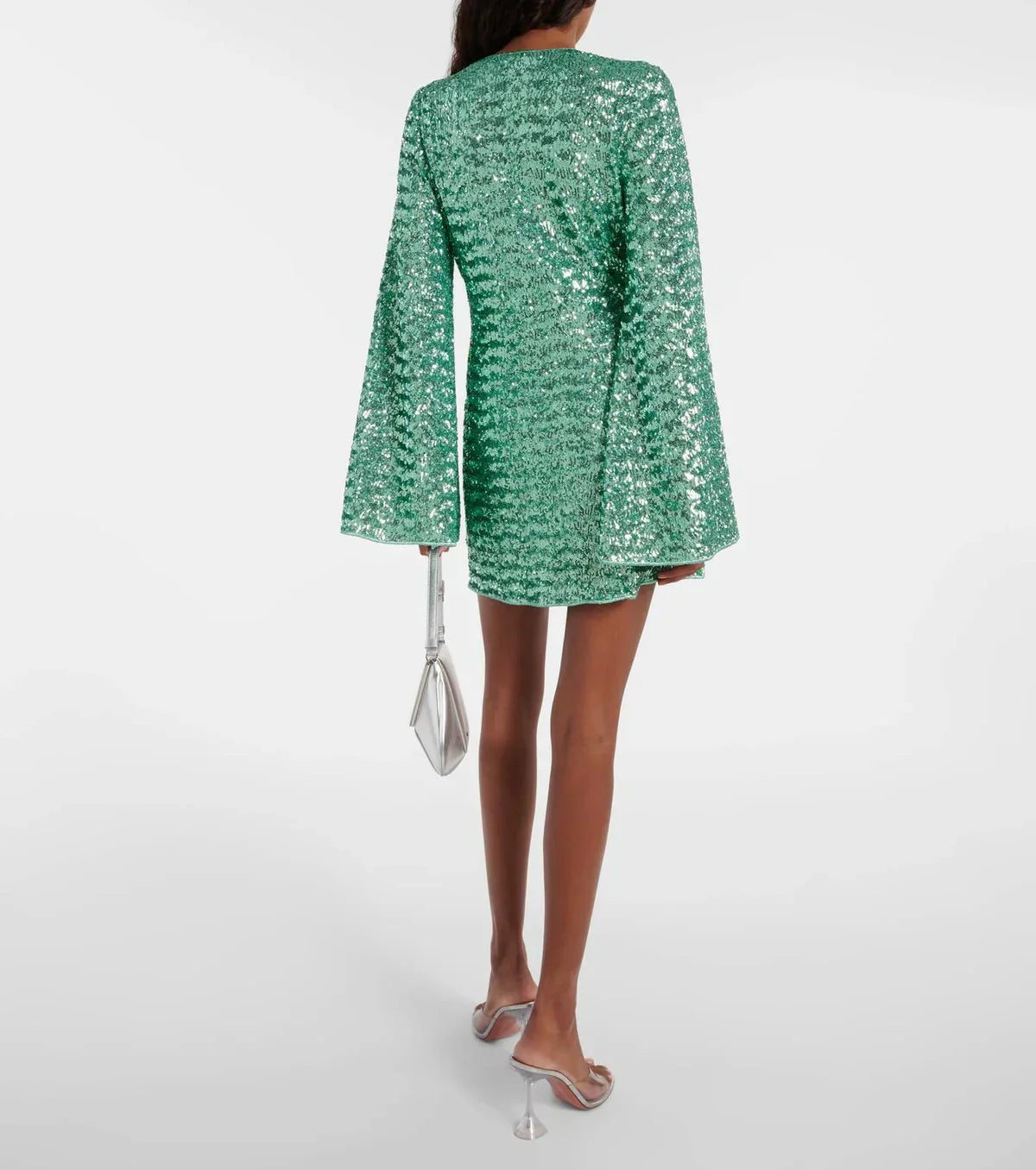 Damen Kleid | mini-Länge mit V-Ausschnitt und weiten Ärmeln