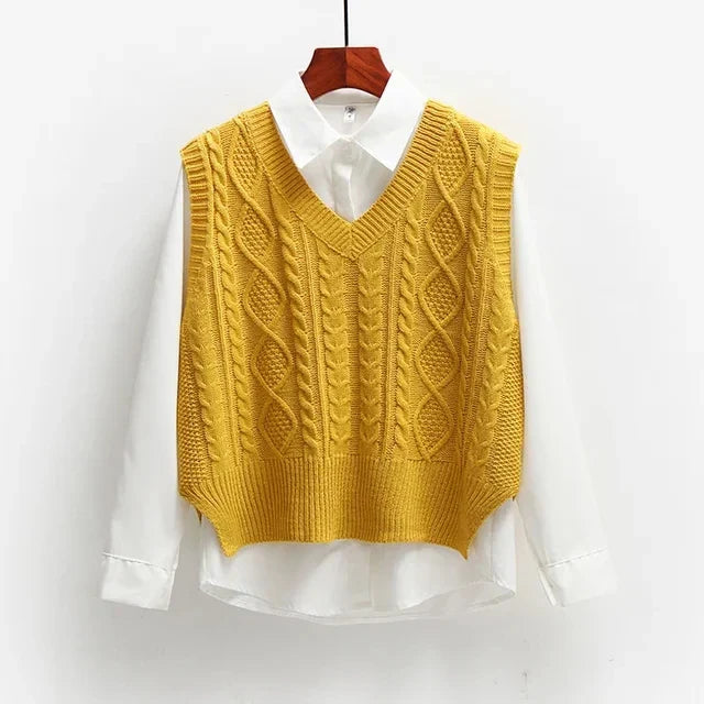 Damen Strickpullover | V-Ausschnitt mit strukturierter Oberfläche
