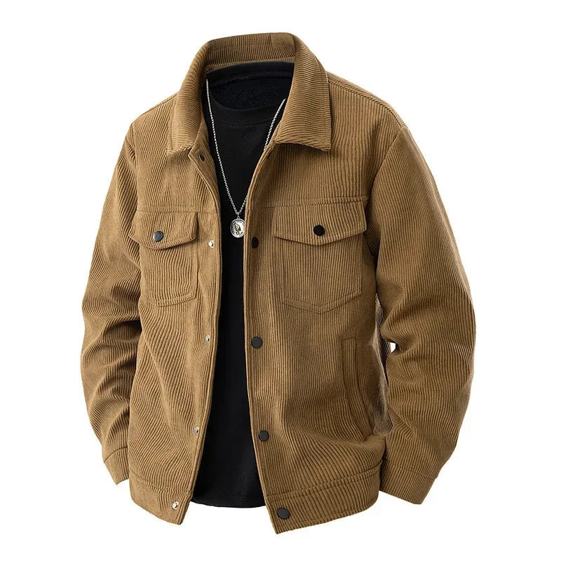 Herren-Cordjacke im langen schnitt | strukturdesign
