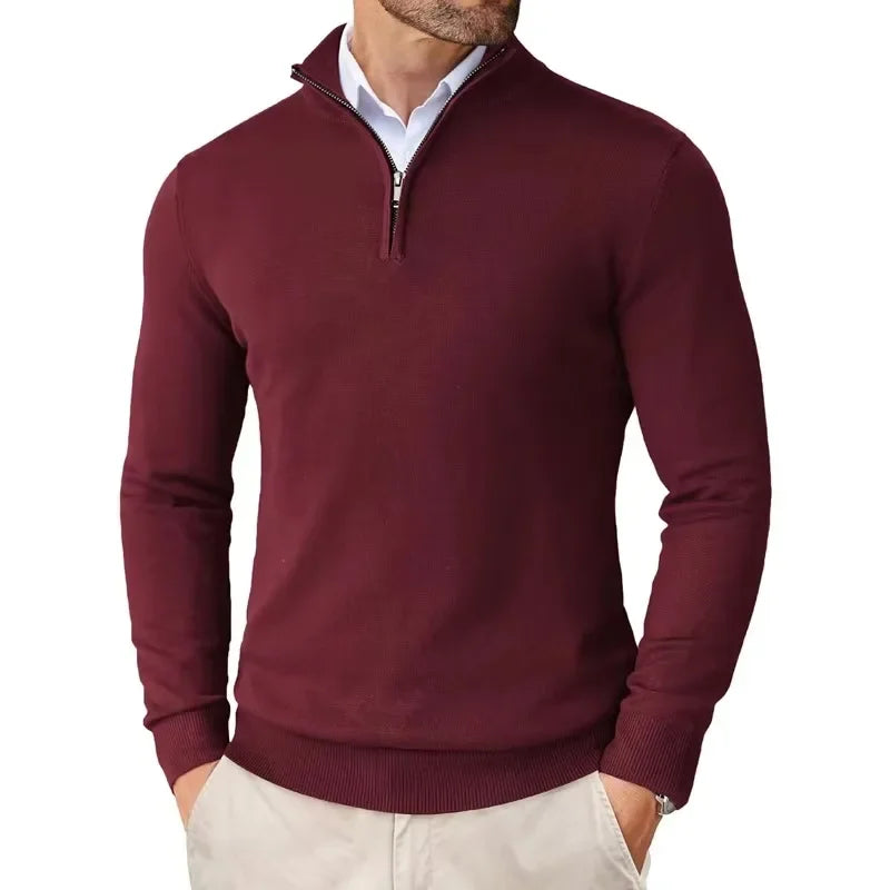 Herren-Pullover mit Halbreißverschluss | strukturierte Ausführung
