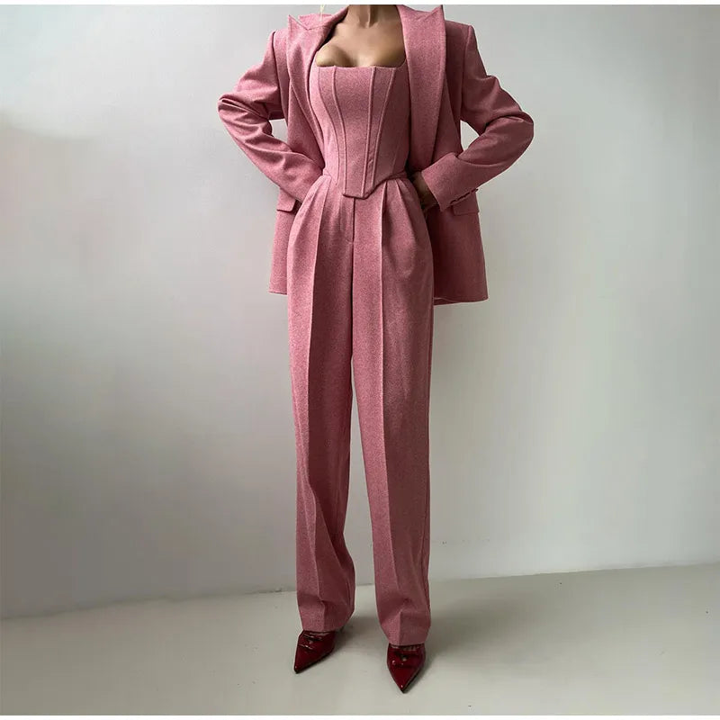 Damen Set | Blazer, Hose und Corset-Top im dreiteiligen Aufbau