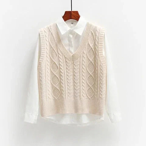 Damen Strickpullover | V-Ausschnitt mit strukturierter Oberfläche