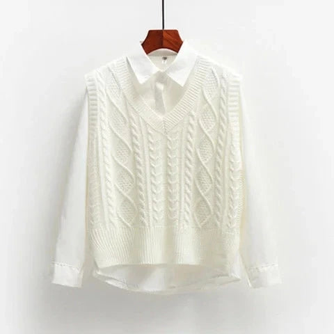 Damen Strickpullover | V-Ausschnitt mit strukturierter Oberfläche
