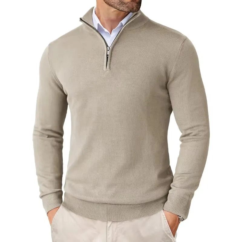 Herren-Pullover mit Halbreißverschluss | strukturierte Ausführung