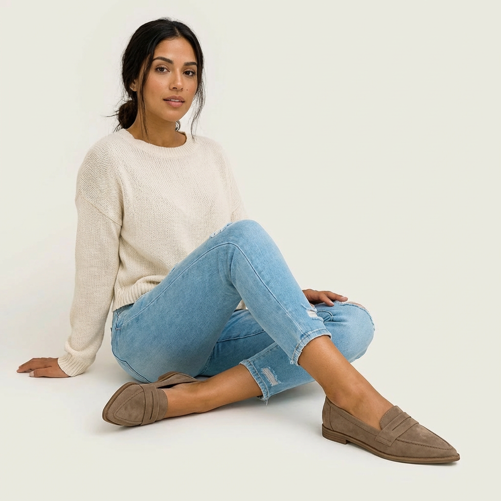 Damen Slipper | Riemendetail mit flacher Sohle