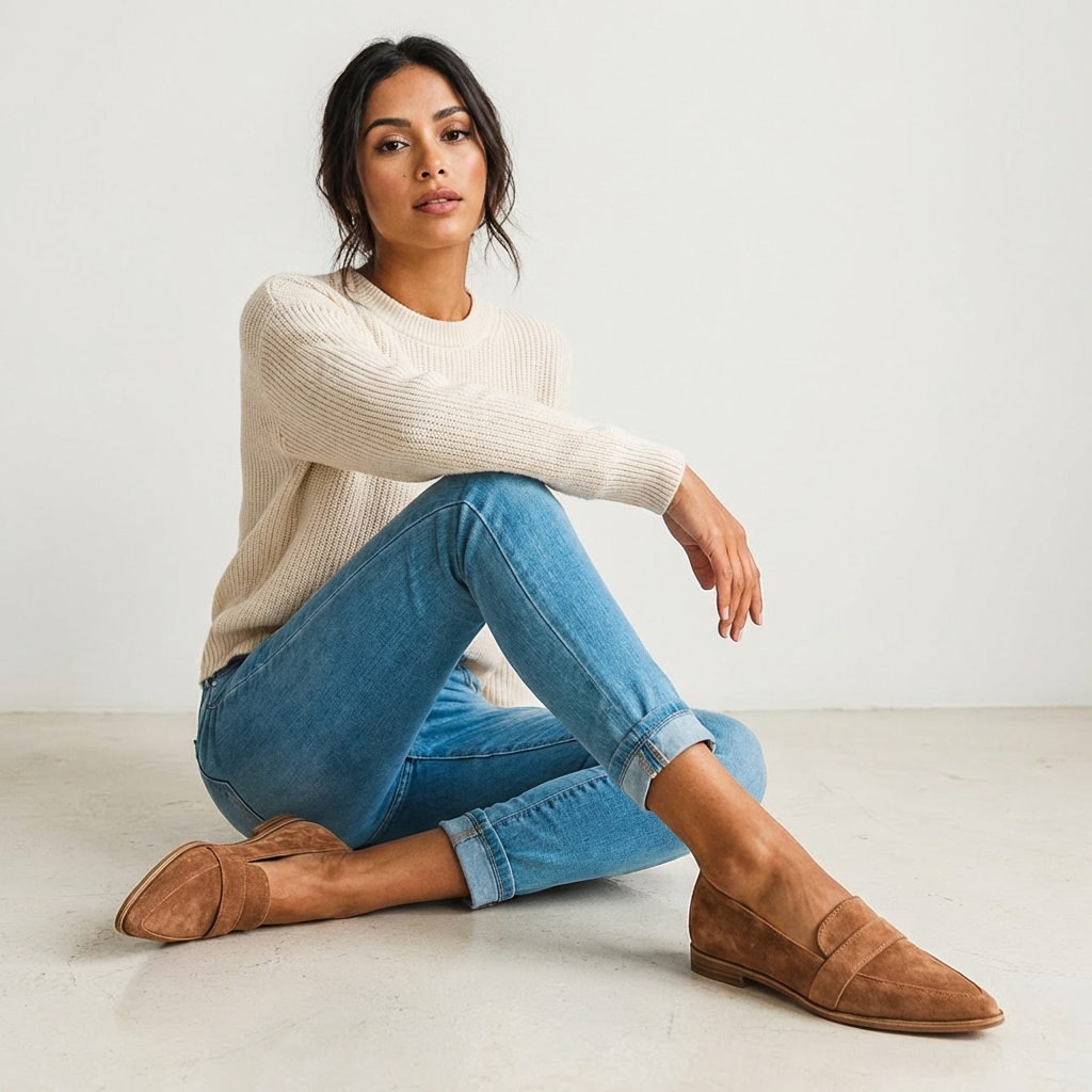 Damen Slipper | Riemendetail mit flacher Sohle