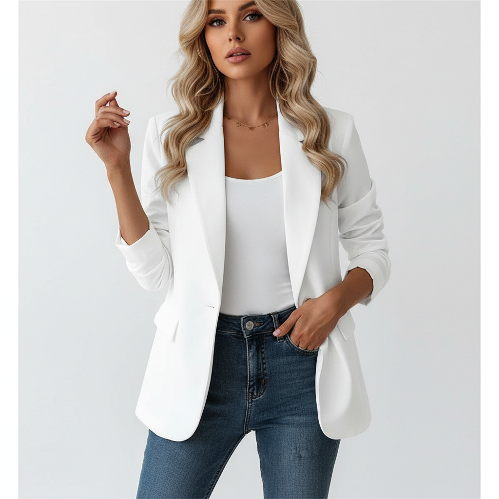 Damen Blazer | Reverskragen mit Knopf und Taschen