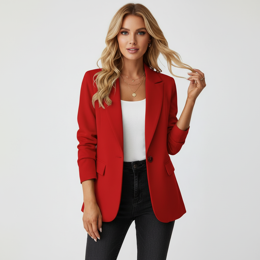 Damen Blazer | Reverskragen mit Knopf und Taschen