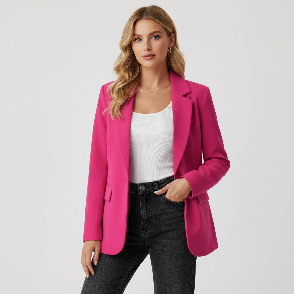 Damen Blazer | Reverskragen mit Knopf und Taschen