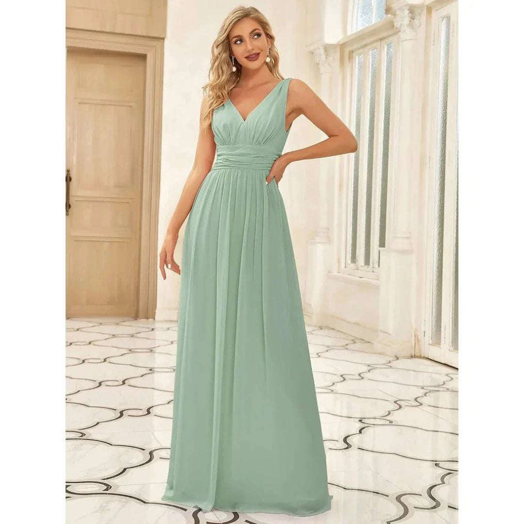 Damen Kleid Maxi | V-Ausschnitt und fließender Saumabschluss
