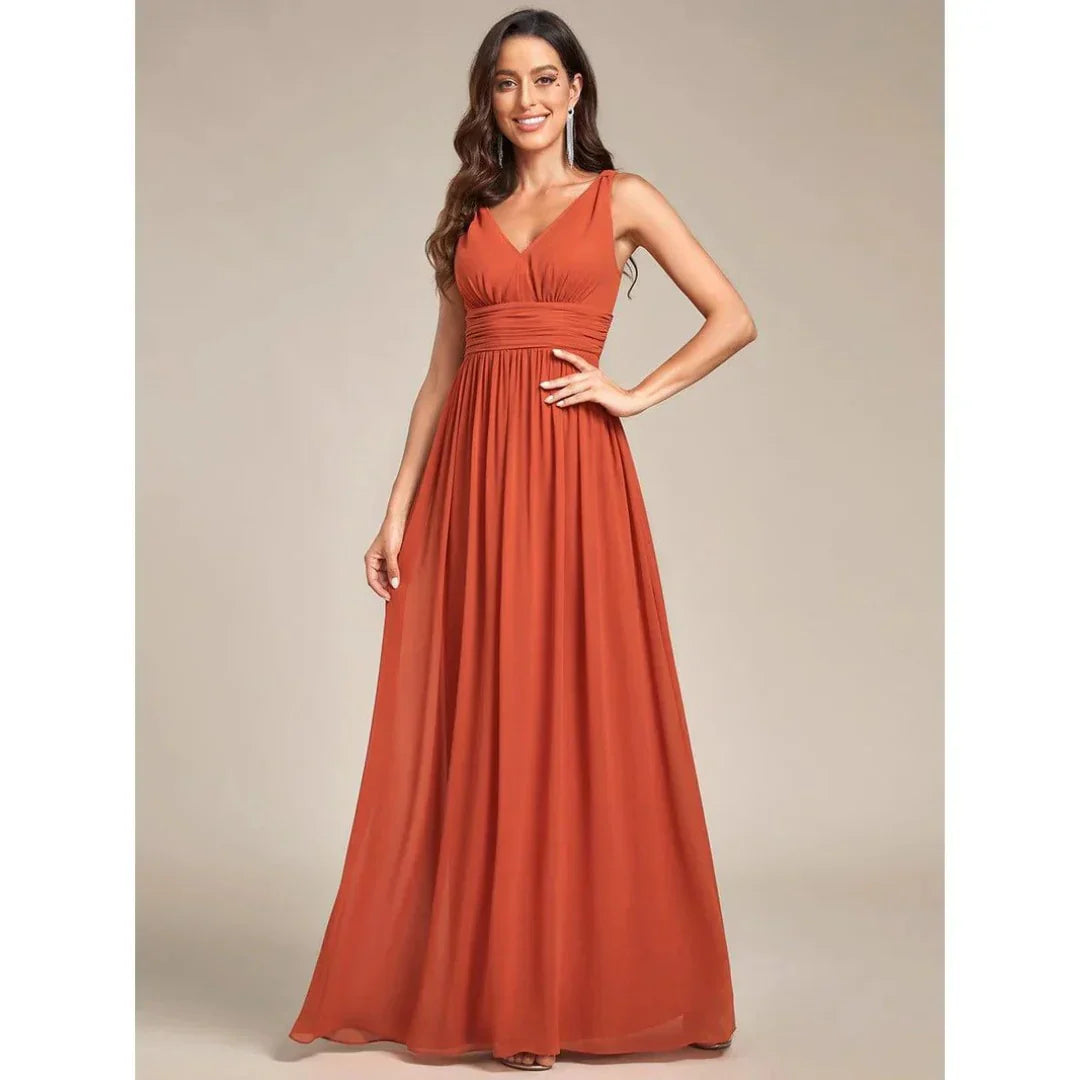 Damen Kleid Maxi | V-Ausschnitt und fließender Saumabschluss