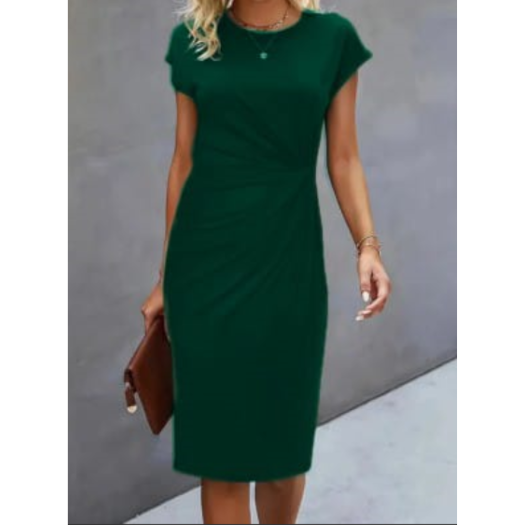 Damen-Midikleid mit Kurzarm | formale Linienführung