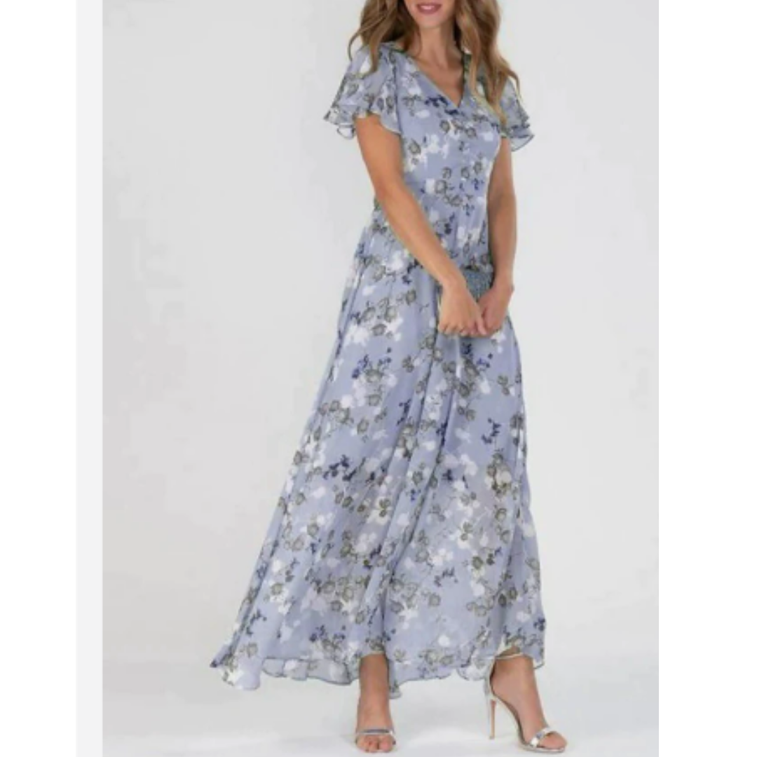 Damen Kleid Maxi | V-Ausschnitt und durchgehende Linienführung