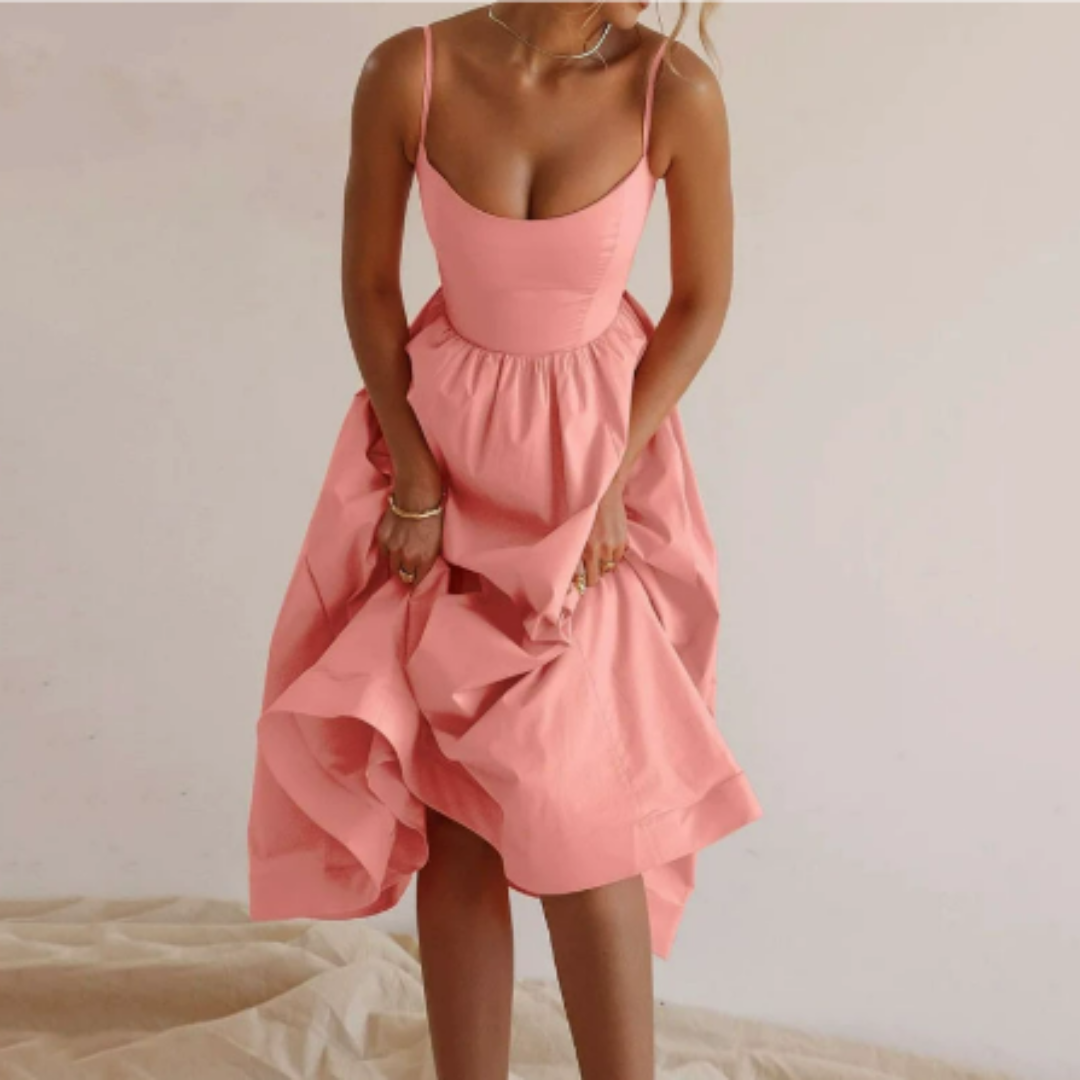 Damen Kleid Midi | A-Linien Schnitt und ärmellose Ausführung