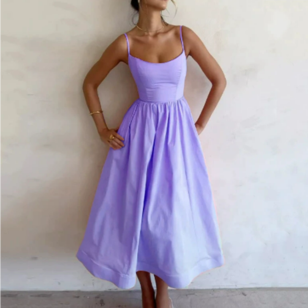Damen Kleid Midi | A-Linien Schnitt und ärmellose Ausführung