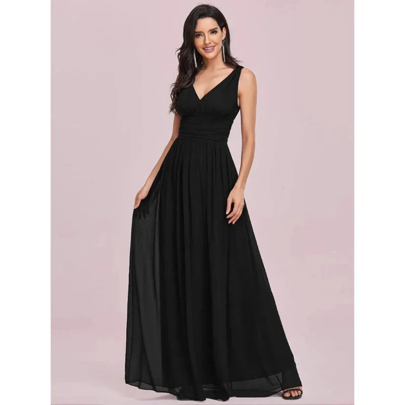 Damen Kleid Maxi | V-Ausschnitt und fließender Saumabschluss