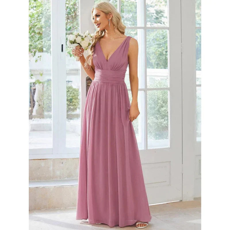 Damen Kleid Maxi | V-Ausschnitt und fließender Saumabschluss