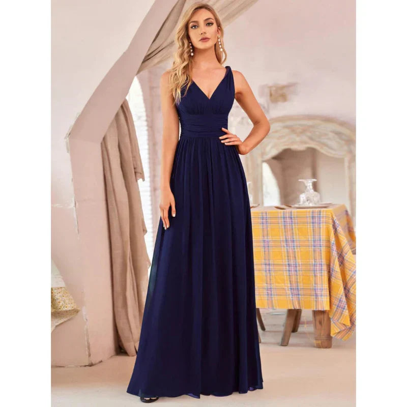 Damen Kleid Maxi | V-Ausschnitt und fließender Saumabschluss