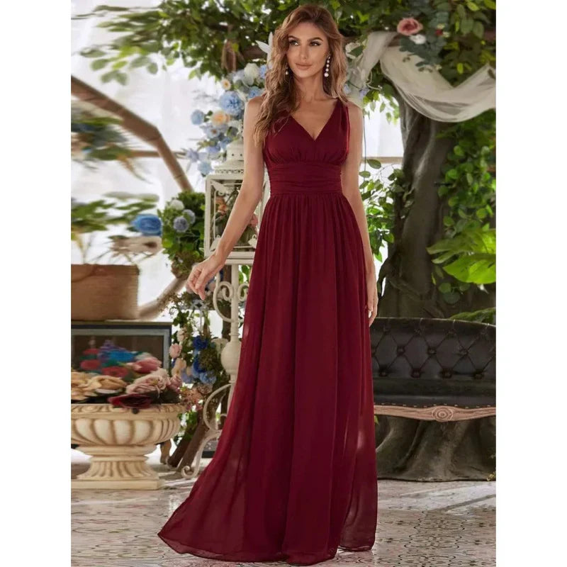 Damen Kleid Maxi | V-Ausschnitt und fließender Saumabschluss