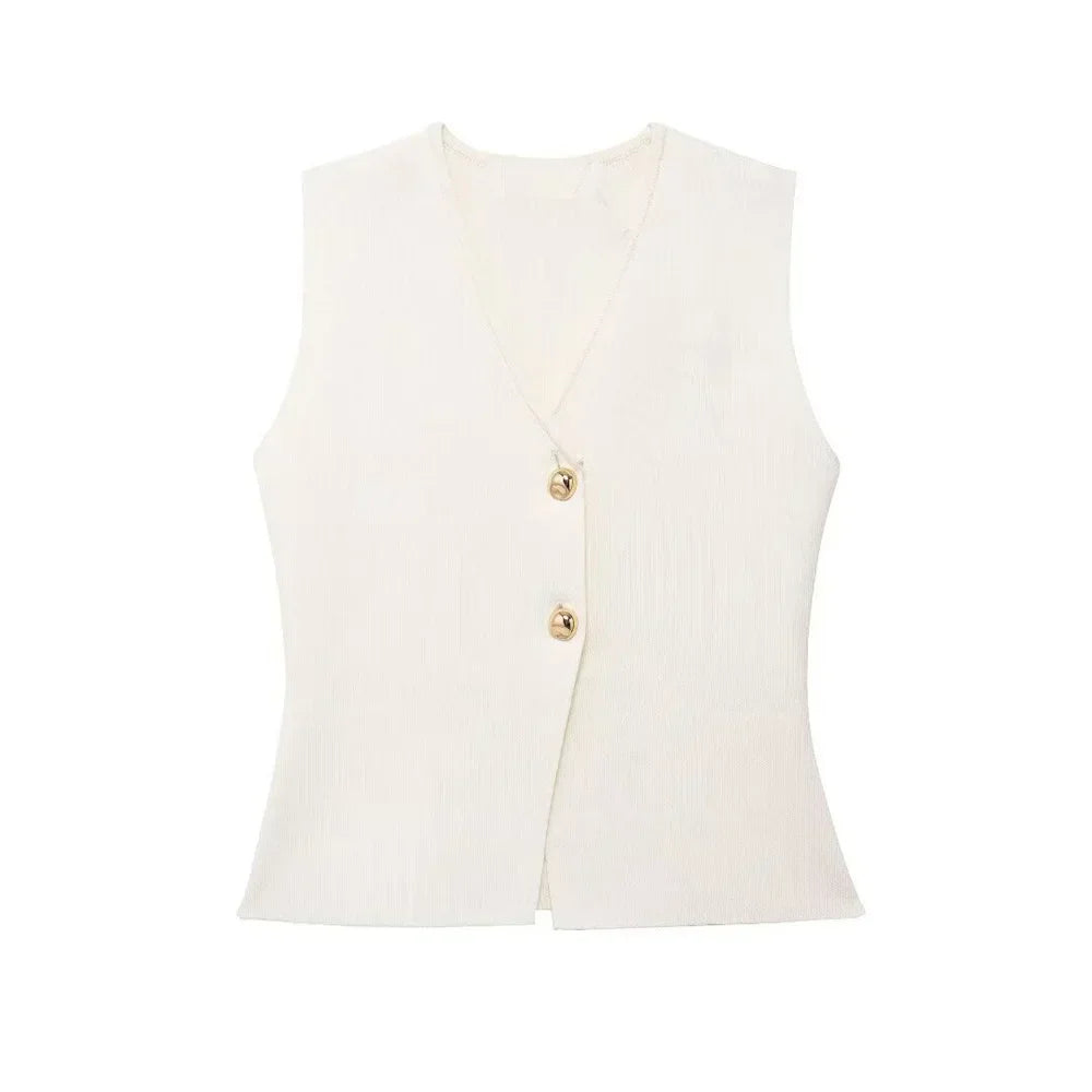 Damen Top | ärmellose Gilet-Form mit V-Ausschnitt