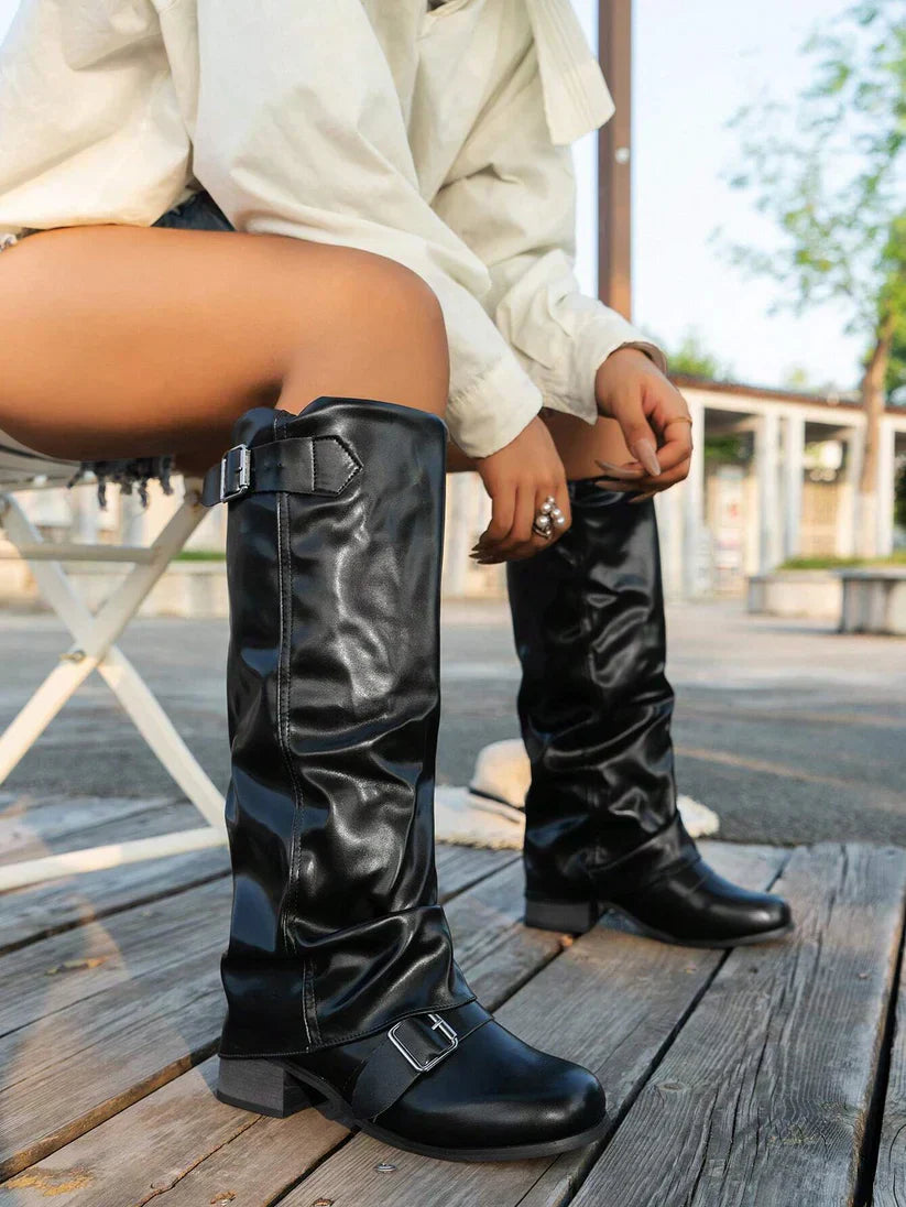 Damen Stiefel | Kniehoch mit Schnallendetail