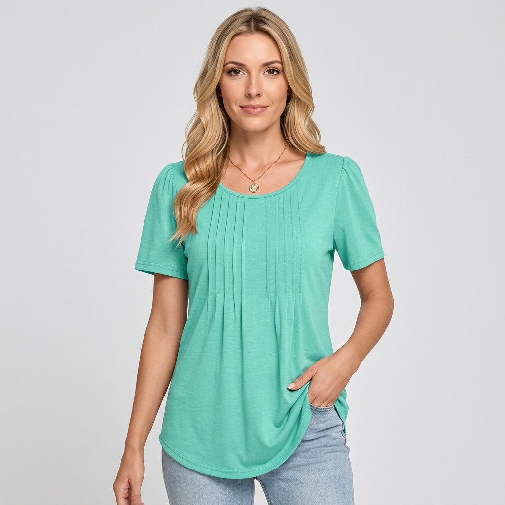 Damen Kurzarmshirt | Rundhalsausschnitt mit Alloverdruck