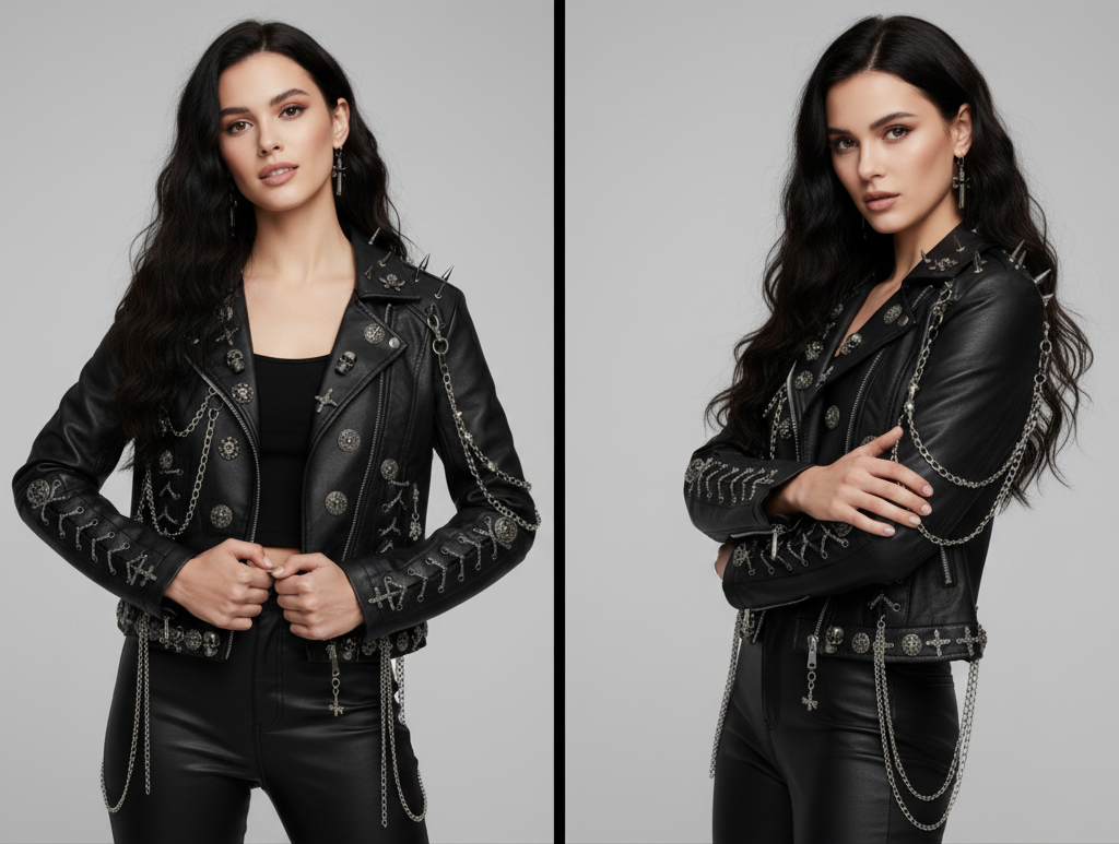 Unisexjacke | Biker-Ausführung mit Metall­elementen