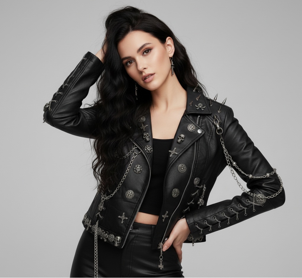 Unisexjacke | Biker-Ausführung mit Metall­elementen