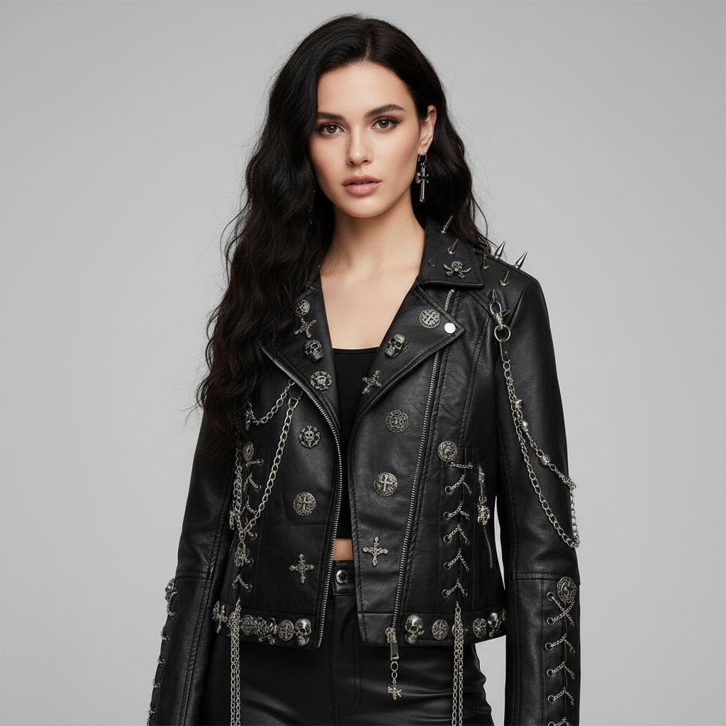 Unisexjacke | Biker-Ausführung mit Metall­elementen