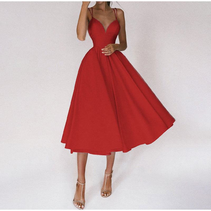 Damen Kleid | mittellanger Schnitt mit V-Ausschnitt-Struktur