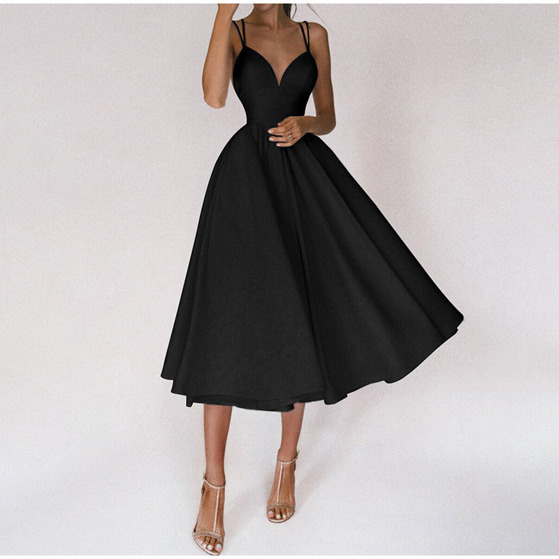 Damen Kleid | mittellanger Schnitt mit V-Ausschnitt-Struktur