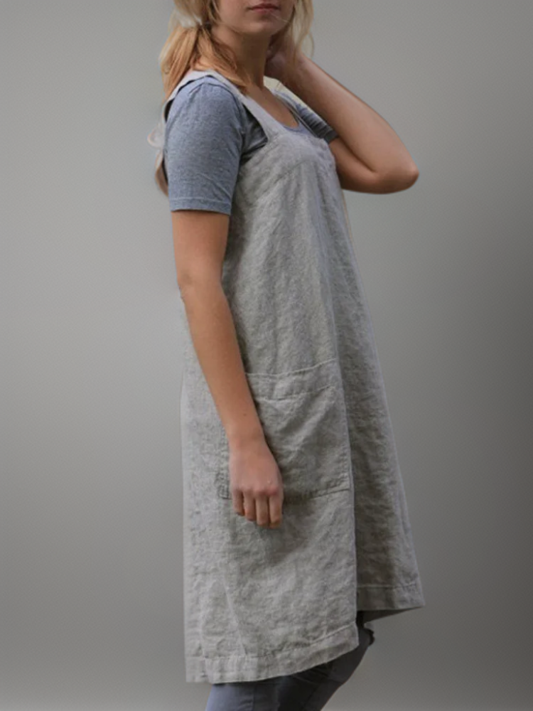 Damen Kleid | Schürzenform mit durchgehendem Taschenbereich
