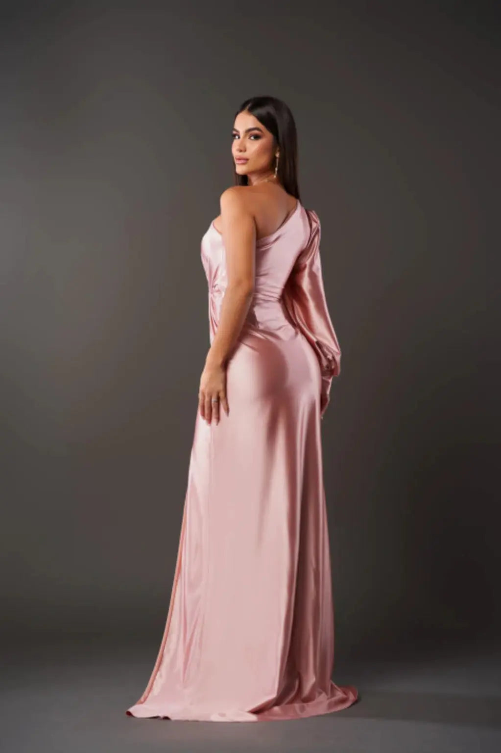 Damen Maxikleid | One-Shoulder mit Drapierung und Schlitz